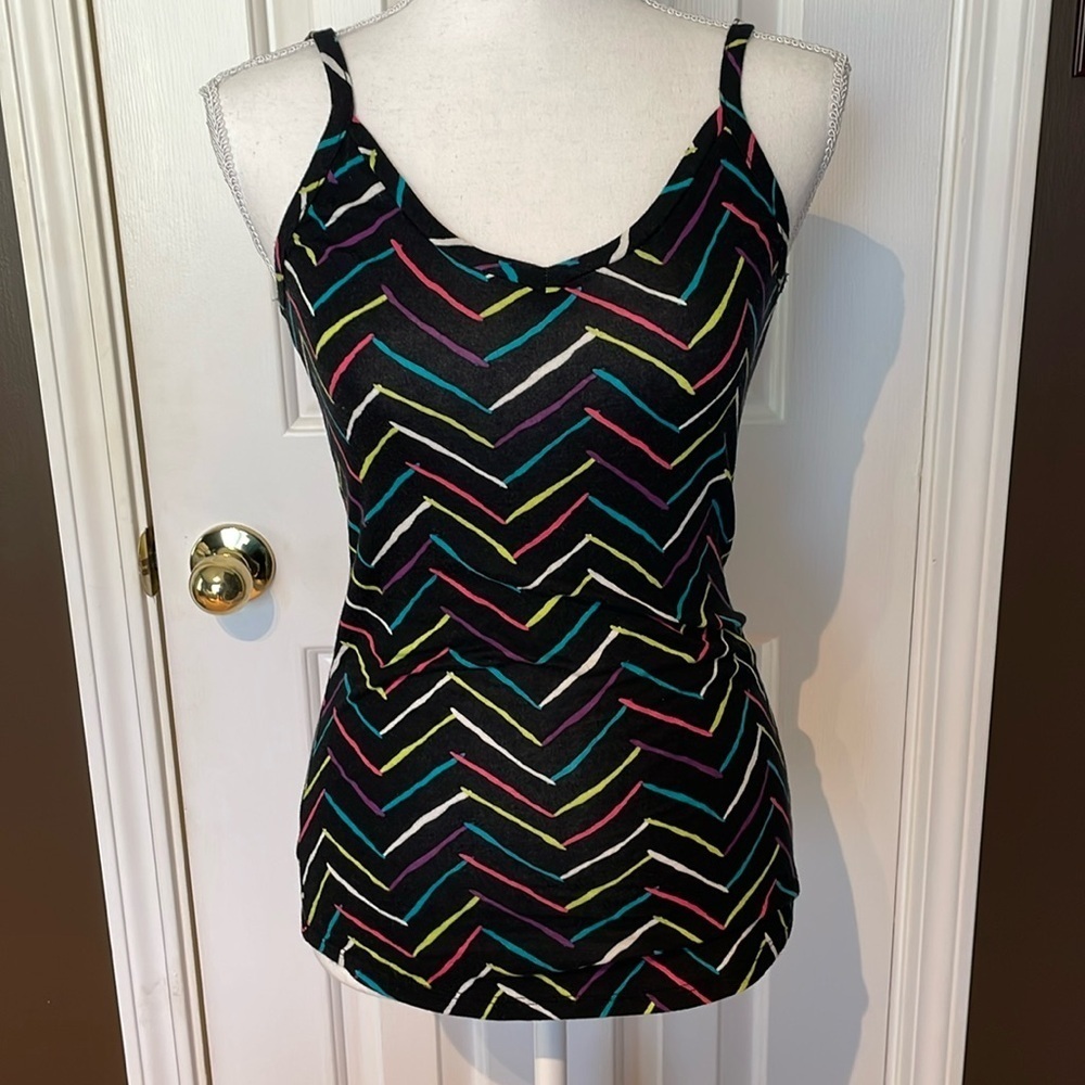 OP Colorful Top W/Spaghetti Straps & Chevron Pattern. Small